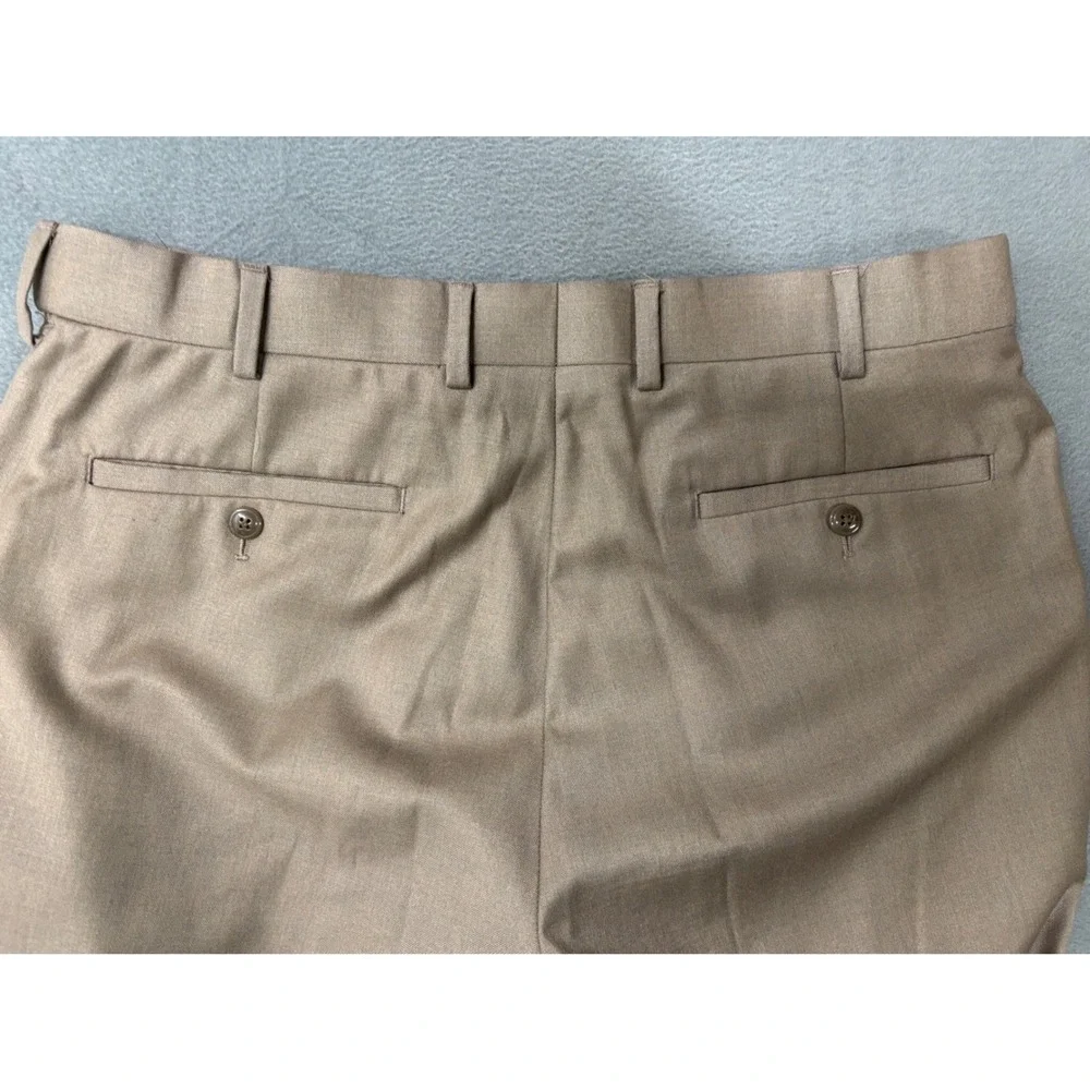 Louis Raphael Rosso Tan Pleated Cuffed Slacks Mens 34x30 Khaki Dress Pants